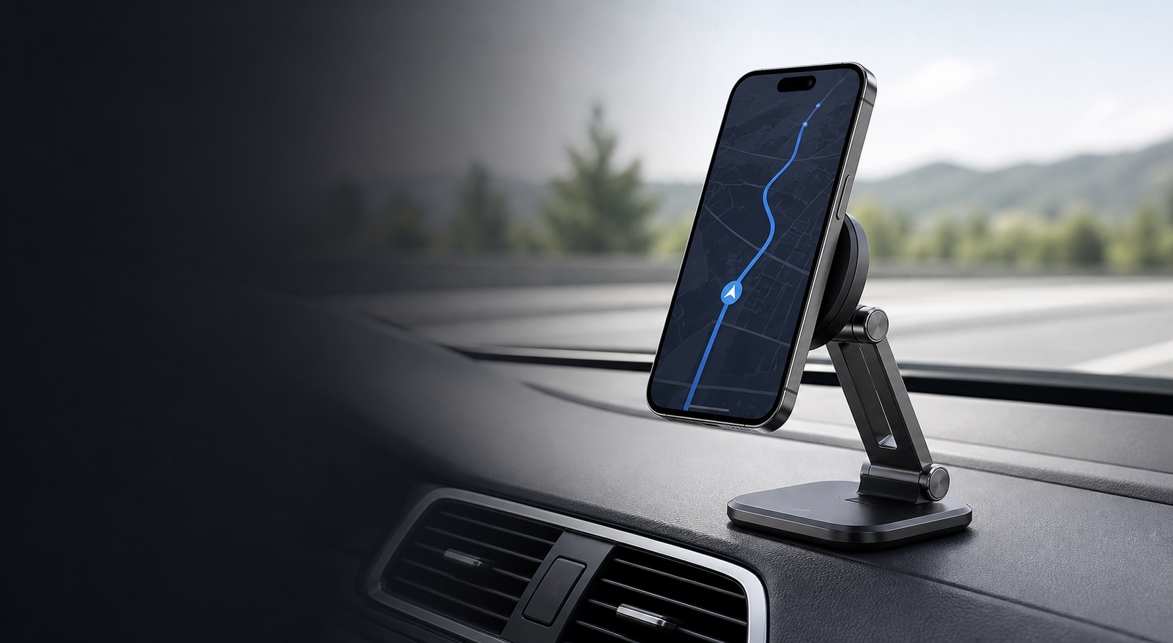 TuanTrade car phone mount on a modern dashboard
